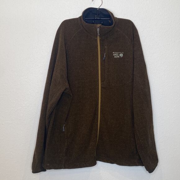 Mountain Hardware Men’s Zip Up Sweatshirt Brown Textured EUC Sz XL Polyester - Picture 1 of 13